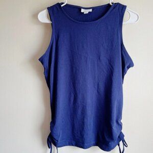 J Jill Blue Cotton Tank Top w/ Side Ties Size Small